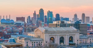 View of Kansas City skyline in Missouri