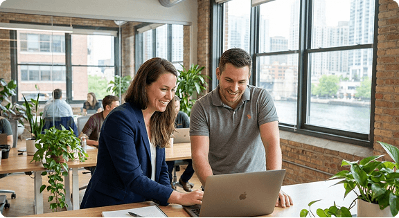 IT professionals working in a modern Chicago office