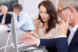 Microsoft Teams enterprise voice limitations business professionals struggling with customer call and communication system in office