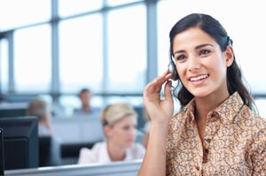 AI receptionist for small business handling customer calls with headset support