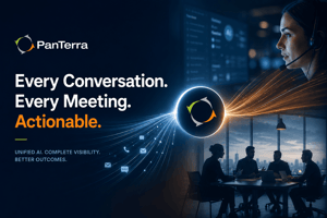 PanTerra Streams.AI cover image showing AI-powered customer conversations and business meetings becoming actionable insights through Contact Center AI and Connect AI. 